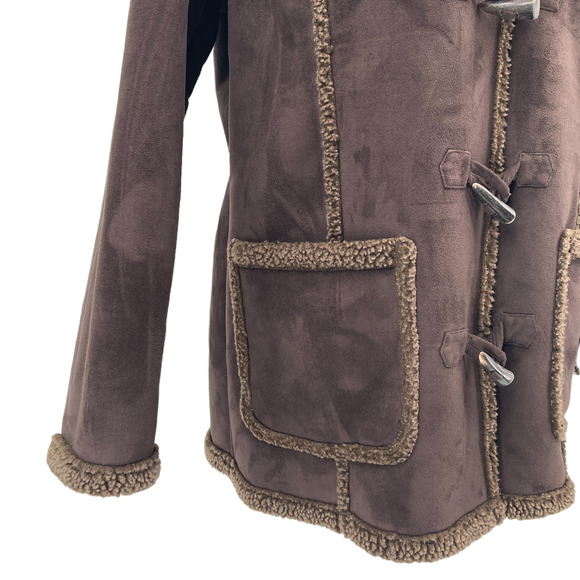 Women's L.L. Bean Faux Suede Sherpa Lined Winter Coat - Picture 6 of 10